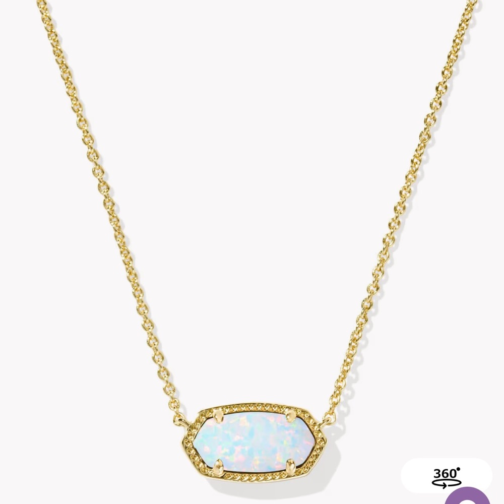 Kendra Scott Elisa Gold Pendant Necklace White Lab Grown Opal